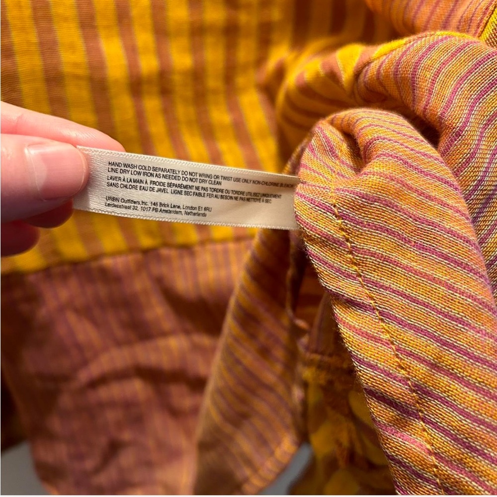 Free People Sz SML Mustard and Rust Striped Tank Top - Picture 6 of 7